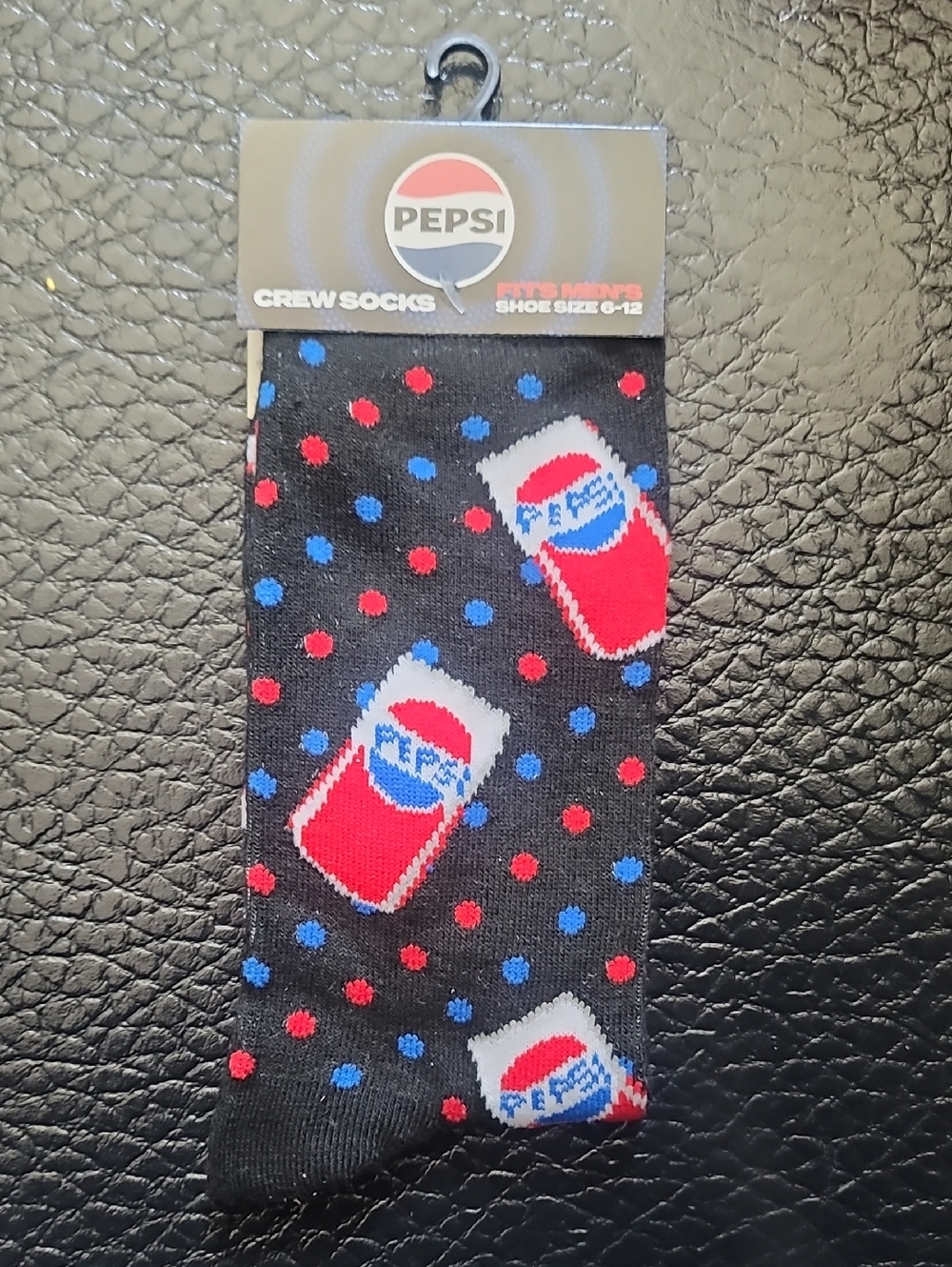 Pepsi Black Red & Blue Can Pattern Casual Crew Socks